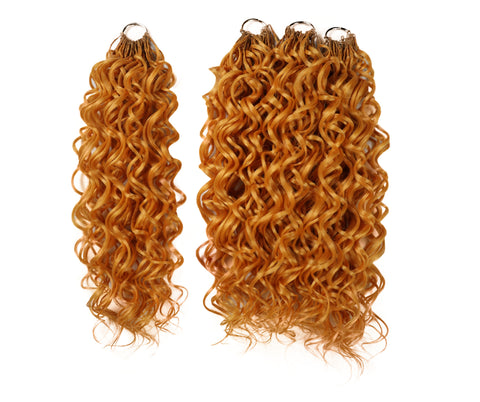 LUXLUXE Hawaiian Synthetic Crochet Hair Extensions – 14" 78g, 18" 100g, 22" 120g  Pre Separated 100 Strands Feather Hairpiece for Curly Protective Styles