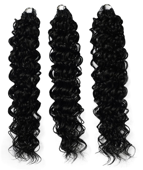 LUXLUXE Hawaiian Synthetic Crochet Hair Extensions – 14" 78g, 18" 100g, 22" 120g  Pre Separated 100 Strands Feather Hairpiece for Curly Protective Styles