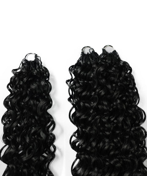 LUXLUXE Hawaiian Synthetic Crochet Hair Extensions – 14" 78g, 18" 100g, 22" 120g  Pre Separated 100 Strands Feather Hairpiece for Curly Protective Styles