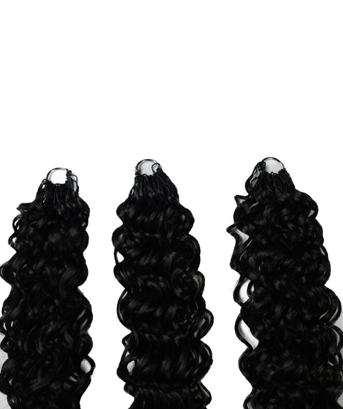LUXLUXE Hawaiian Synthetic Crochet Hair Extensions – 14" 78g, 18" 100g, 22" 120g  Pre Separated 100 Strands Feather Hairpiece for Curly Protective Styles