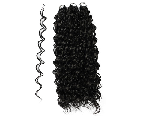LUXLUXE Hawaiian Synthetic Crochet Hair Extensions – 14" 78g, 18" 100g, 22" 120g  Pre Separated 100 Strands Feather Hairpiece for Curly Protective Styles