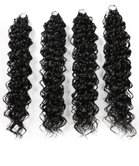 LUXLUXE Hawaiian Synthetic Crochet Hair Extensions – 14" 78g, 18" 100g, 22" 120g  Pre Separated 100 Strands Feather Hairpiece for Curly Protective Styles