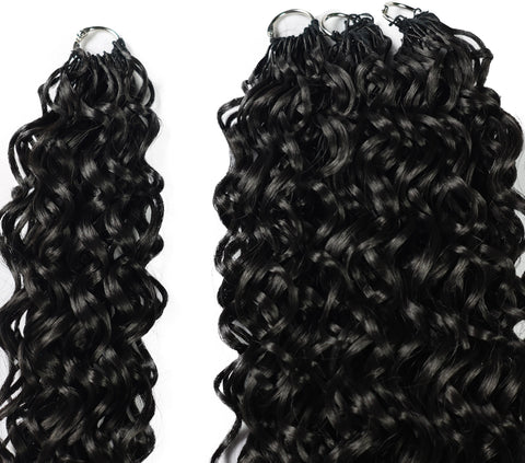 LUXLUXE Hawaiian Synthetic Crochet Hair Extensions – 14" 78g, 18" 100g, 22" 120g  Pre Separated 100 Strands Feather Hairpiece for Curly Protective Styles