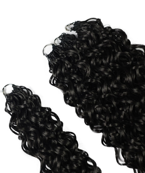 LUXLUXE Hawaiian Synthetic Crochet Hair Extensions – 14" 78g, 18" 100g, 22" 120g  Pre Separated 100 Strands Feather Hairpiece for Curly Protective Styles