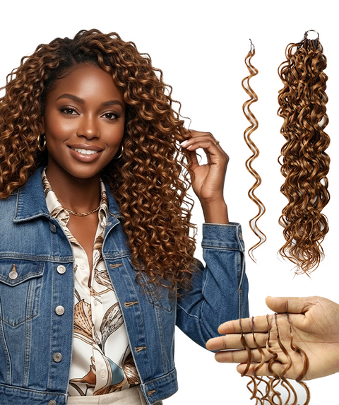 LUXLUXE Hawaiian Synthetic Crochet Hair Extensions – 14" 78g, 18" 100g, 22" 120g  Pre Separated 100 Strands Feather Hairpiece for Curly Protective Styles