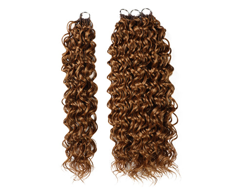 LUXLUXE Hawaiian Synthetic Crochet Hair Extensions – 14" 78g, 18" 100g, 22" 120g  Pre Separated 100 Strands Feather Hairpiece for Curly Protective Styles