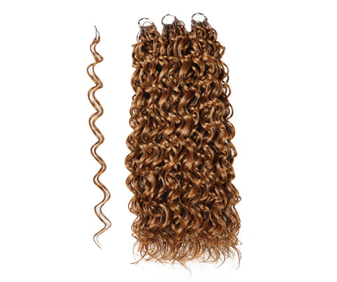 LUXLUXE Hawaiian Synthetic Crochet Hair Extensions – 14" 78g, 18" 100g, 22" 120g  Pre Separated 100 Strands Feather Hairpiece for Curly Protective Styles