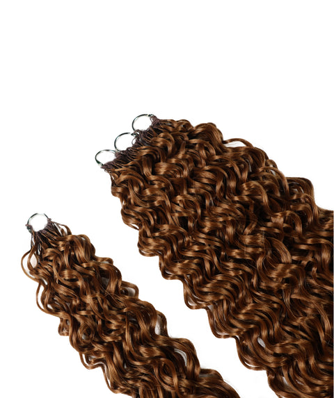 LUXLUXE Hawaiian Synthetic Crochet Hair Extensions – 14" 78g, 18" 100g, 22" 120g  Pre Separated 100 Strands Feather Hairpiece for Curly Protective Styles