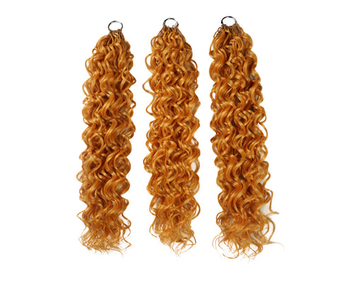 LUXLUXE Hawaiian Synthetic Crochet Hair Extensions – 14" 78g, 18" 100g, 22" 120g  Pre Separated 100 Strands Feather Hairpiece for Curly Protective Styles