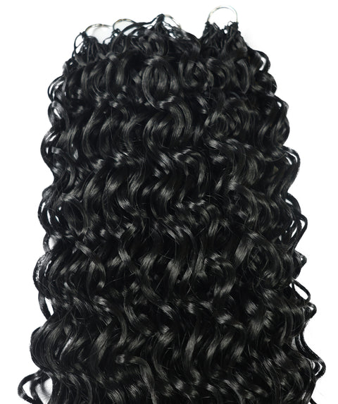LUXLUXE Hawaiian Synthetic Crochet Hair Extensions – 14" 78g, 18" 100g, 22" 120g  Pre Separated 100 Strands Feather Hairpiece for Curly Protective Styles
