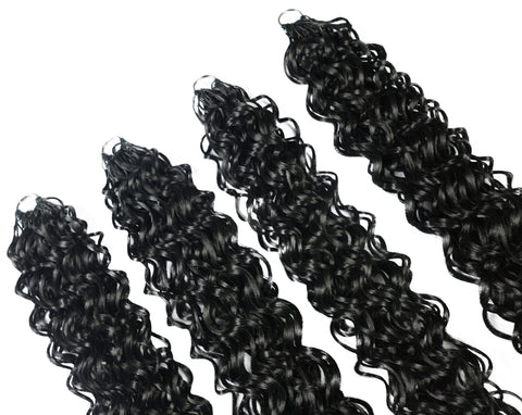 LUXLUXE Hawaiian Synthetic Crochet Hair Extensions – 14" 78g, 18" 100g, 22" 120g  Pre Separated 100 Strands Feather Hairpiece for Curly Protective Styles