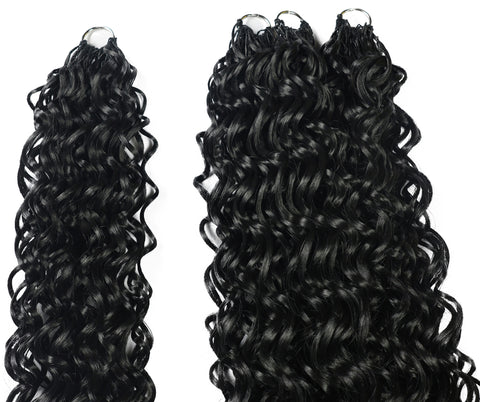 LUXLUXE Hawaiian Synthetic Crochet Hair Extensions – 14" 78g, 18" 100g, 22" 120g  Pre Separated 100 Strands Feather Hairpiece for Curly Protective Styles
