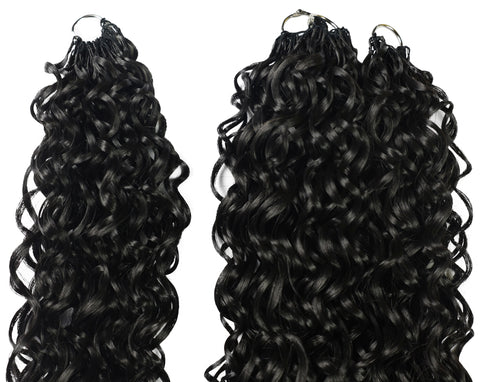 LUXLUXE Hawaiian Synthetic Crochet Hair Extensions – 14" 78g, 18" 100g, 22" 120g  Pre Separated 100 Strands Feather Hairpiece for Curly Protective Styles
