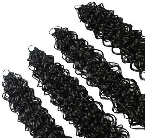 LUXLUXE Hawaiian Synthetic Crochet Hair Extensions – 14" 78g, 18" 100g, 22" 120g  Pre Separated 100 Strands Feather Hairpiece for Curly Protective Styles