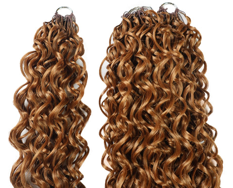 LUXLUXE Hawaiian Synthetic Crochet Hair Extensions – 14" 78g, 18" 100g, 22" 120g  Pre Separated 100 Strands Feather Hairpiece for Curly Protective Styles