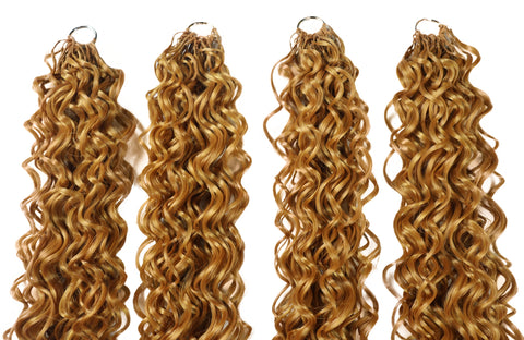 LUXLUXE Hawaiian Synthetic Crochet Hair Extensions – 14" 78g, 18" 100g, 22" 120g  Pre Separated 100 Strands Feather Hairpiece for Curly Protective Styles