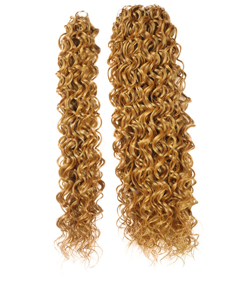 LUXLUXE Hawaiian Synthetic Crochet Hair Extensions – 14" 78g, 18" 100g, 22" 120g  Pre Separated 100 Strands Feather Hairpiece for Curly Protective Styles