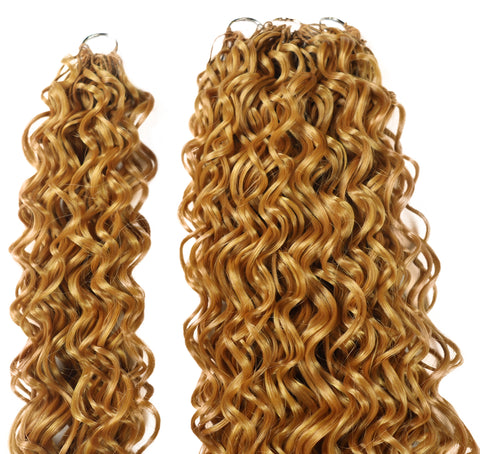LUXLUXE Hawaiian Synthetic Crochet Hair Extensions – 14" 78g, 18" 100g, 22" 120g  Pre Separated 100 Strands Feather Hairpiece for Curly Protective Styles