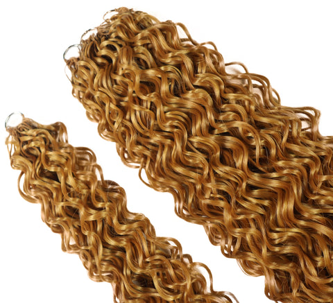 LUXLUXE Hawaiian Synthetic Crochet Hair Extensions – 14" 78g, 18" 100g, 22" 120g  Pre Separated 100 Strands Feather Hairpiece for Curly Protective Styles