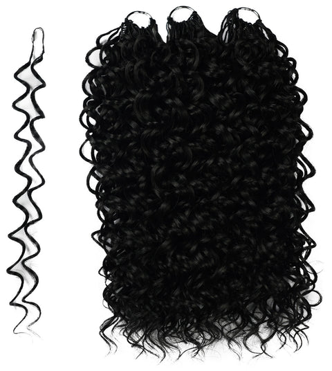 LUXLUXE Dominican Synthetic Crochet Hair Extensions – 14" 78g, 18" 100g, 22" 120g Pre Separated 100 Strands Feather Curly Hairpiece