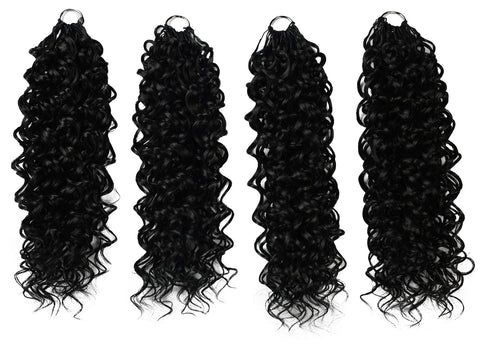 LUXLUXE Dominican Synthetic Crochet Hair Extensions – 14" 78g, 18" 100g, 22" 120g Pre Separated 100 Strands Feather Curly Hairpiece