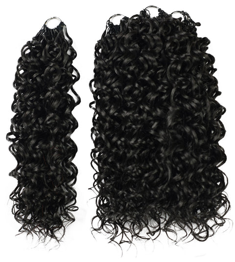 LUXLUXE Dominican Synthetic Crochet Hair Extensions – 14" 78g, 18" 100g, 22" 120g Pre Separated 100 Strands Feather Curly Hairpiece