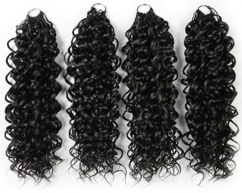 LUXLUXE Dominican Synthetic Crochet Hair Extensions – 14" 78g, 18" 100g, 22" 120g Pre Separated 100 Strands Feather Curly Hairpiece