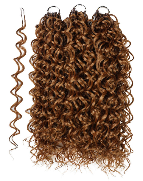 LUXLUXE Dominican Synthetic Crochet Hair Extensions – 14" 78g, 18" 100g, 22" 120g Pre Separated 100 Strands Feather Curly Hairpiece
