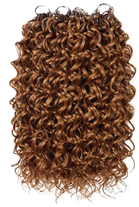 LUXLUXE Dominican Synthetic Crochet Hair Extensions – 14" 78g, 18" 100g, 22" 120g Pre Separated 100 Strands Feather Curly Hairpiece