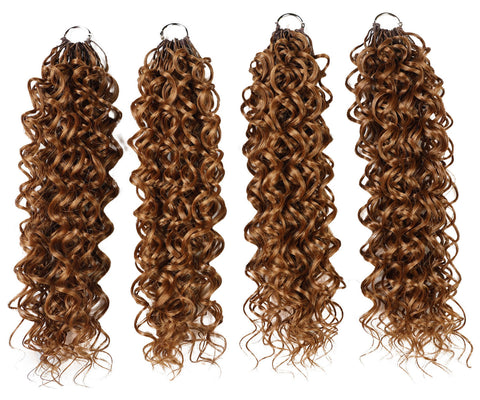 LUXLUXE Dominican Synthetic Crochet Hair Extensions – 14" 78g, 18" 100g, 22" 120g Pre Separated 100 Strands Feather Curly Hairpiece