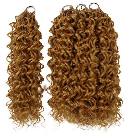 LUXLUXE Dominican Synthetic Crochet Hair Extensions – 14" 78g, 18" 100g, 22" 120g Pre Separated 100 Strands Feather Curly Hairpiece