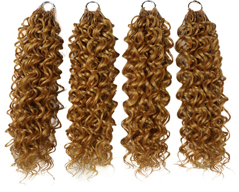LUXLUXE Dominican Synthetic Crochet Hair Extensions – 14" 78g, 18" 100g, 22" 120g Pre Separated 100 Strands Feather Curly Hairpiece