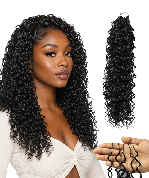LUXLUXE Dominican Synthetic Crochet Hair Extensions – 14" 78g, 18" 100g, 22" 120g Pre Separated 100 Strands Feather Curly Hairpiece