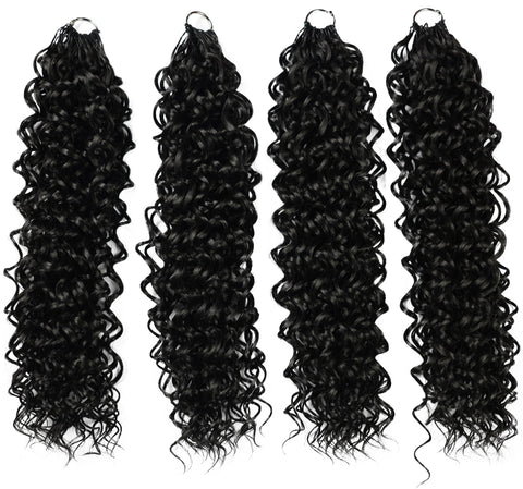 LUXLUXE Dominican Synthetic Crochet Hair Extensions – 14" 78g, 18" 100g, 22" 120g Pre Separated 100 Strands Feather Curly Hairpiece