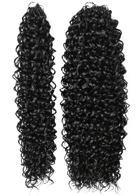 LUXLUXE Dominican Synthetic Crochet Hair Extensions – 14" 78g, 18" 100g, 22" 120g Pre Separated 100 Strands Feather Curly Hairpiece