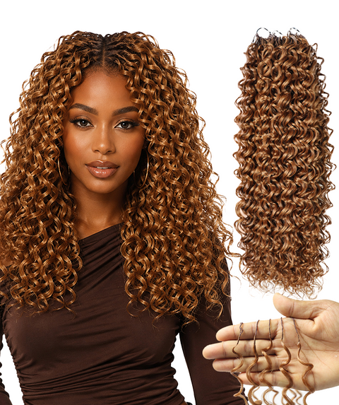 LUXLUXE Dominican Synthetic Crochet Hair Extensions – 14" 78g, 18" 100g, 22" 120g Pre Separated 100 Strands Feather Curly Hairpiece