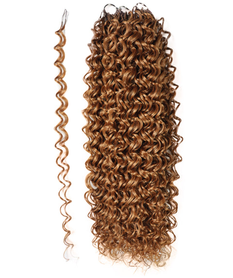 LUXLUXE Dominican Synthetic Crochet Hair Extensions – 14" 78g, 18" 100g, 22" 120g Pre Separated 100 Strands Feather Curly Hairpiece