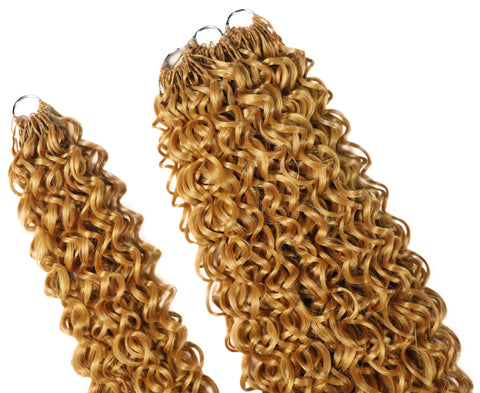 LUXLUXE Dominican Synthetic Crochet Hair Extensions – 14" 78g, 18" 100g, 22" 120g Pre Separated 100 Strands Feather Curly Hairpiece
