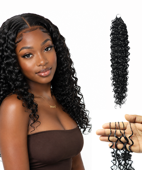 LUXLUXE Dominican Synthetic Crochet Hair Extensions – 14" 78g, 18" 100g, 22" 120g Pre Separated 100 Strands Feather Curly Hairpiece