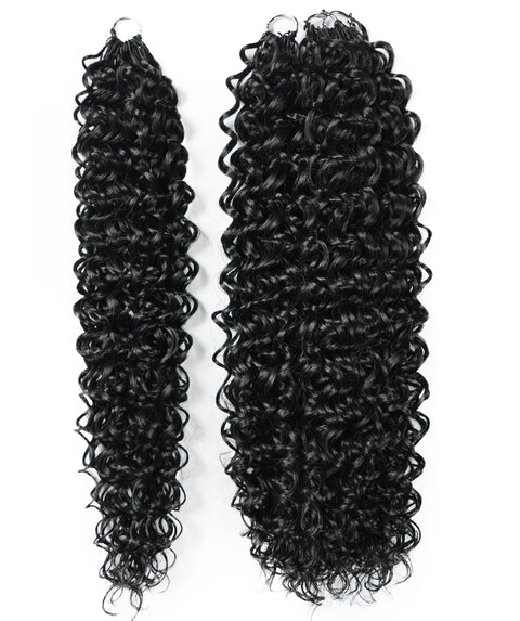 LUXLUXE Dominican Synthetic Crochet Hair Extensions – 14" 78g, 18" 100g, 22" 120g Pre Separated 100 Strands Feather Curly Hairpiece