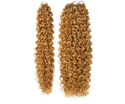 LUXLUXE Dominican Synthetic Crochet Hair Extensions – 14" 78g, 18" 100g, 22" 120g Pre Separated 100 Strands Feather Curly Hairpiece