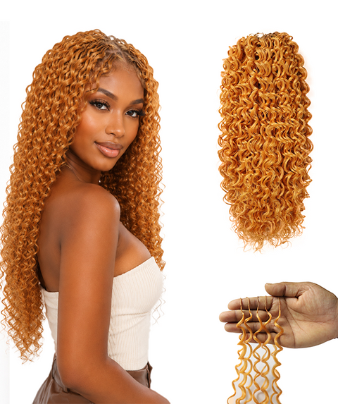 LUXLUXE Dominican Synthetic Crochet Hair Extensions – 14" 78g, 18" 100g, 22" 120g Pre Separated 100 Strands Feather Curly Hairpiece