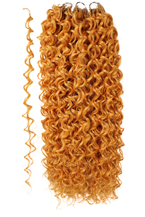LUXLUXE Dominican Synthetic Crochet Hair Extensions – 14" 78g, 18" 100g, 22" 120g Pre Separated 100 Strands Feather Curly Hairpiece