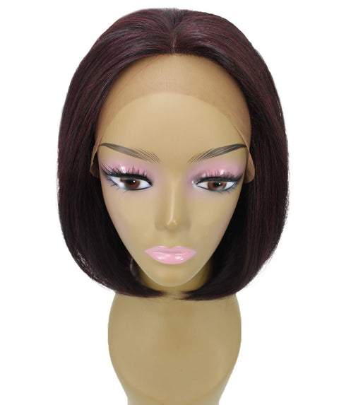 Keda Deep Red and Black Blend Classic Bob Lace Wig