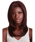 Valona Deep Red and Black Blend Curved Ends Lace Wig