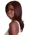 Valona Deep Red and Black Blend Curved Ends Lace Wig
