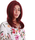 Valona Deep Red Curved Ends Lace Wig