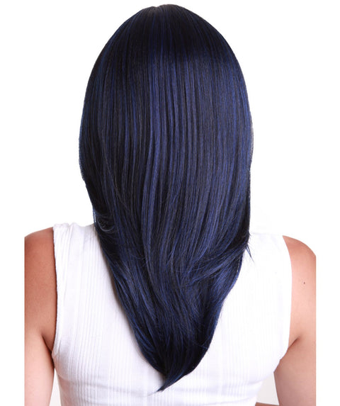 Valona Blue and Black Blend Curved Ends Lace Wig