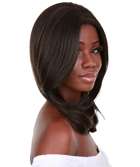 Valona Black with Caramel Curved Ends Lace Wig