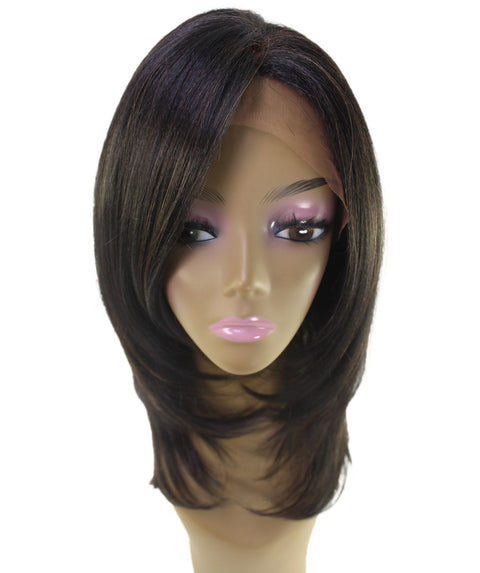 Valona Black with Caramel Curved Ends Lace Wig